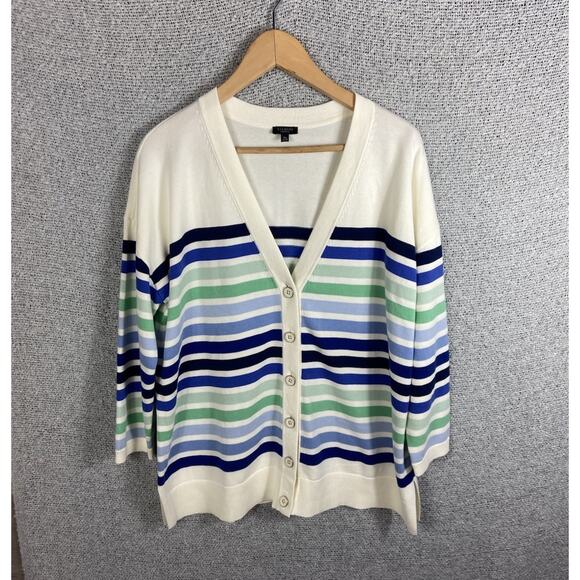Talbots Plus Cardigan Sweater Women’s 1x Petite Coastal Nautical Old Money - Picture 1 of 13